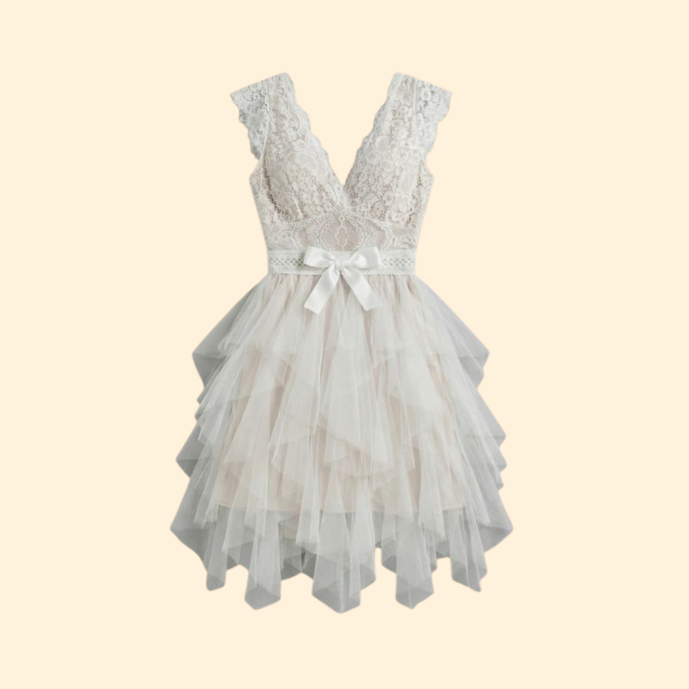 Elegant V-Neck Mesh Dress for Women