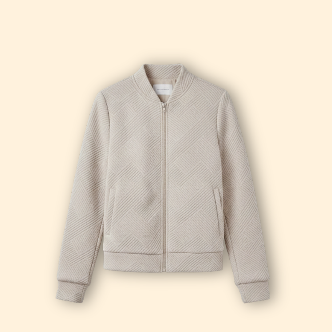 Women’s Bomber Jacket with Geometric Pattern Design