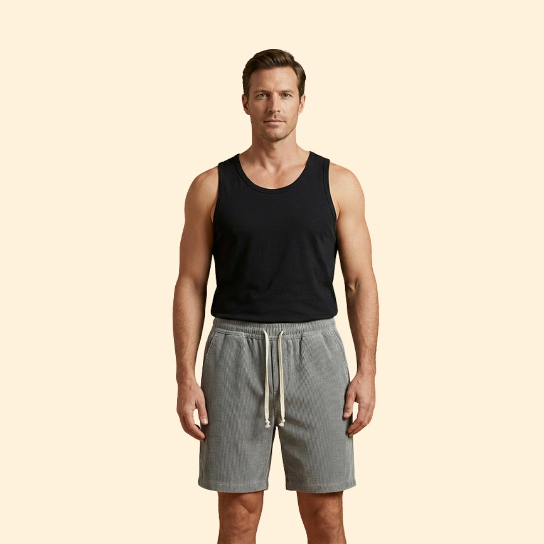 Men's Corduroy Shorts with Drawstring Waistband