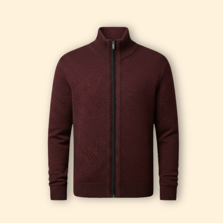 Men’s Jacket with Stand-Up Collar and Zipper