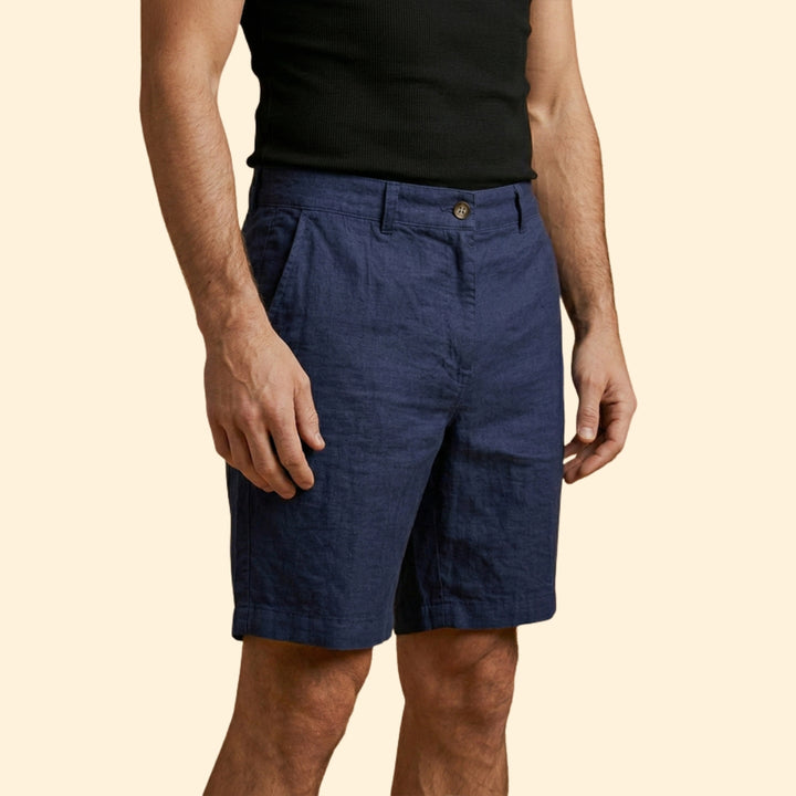 Men’s Linen Shorts with Button Fastening