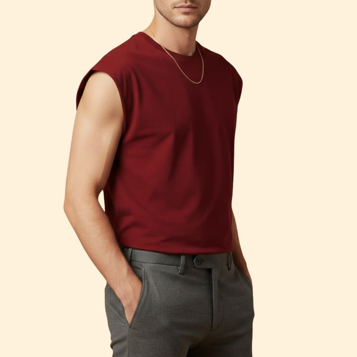 Men’s Sleeveless T-shirt with Solid Color