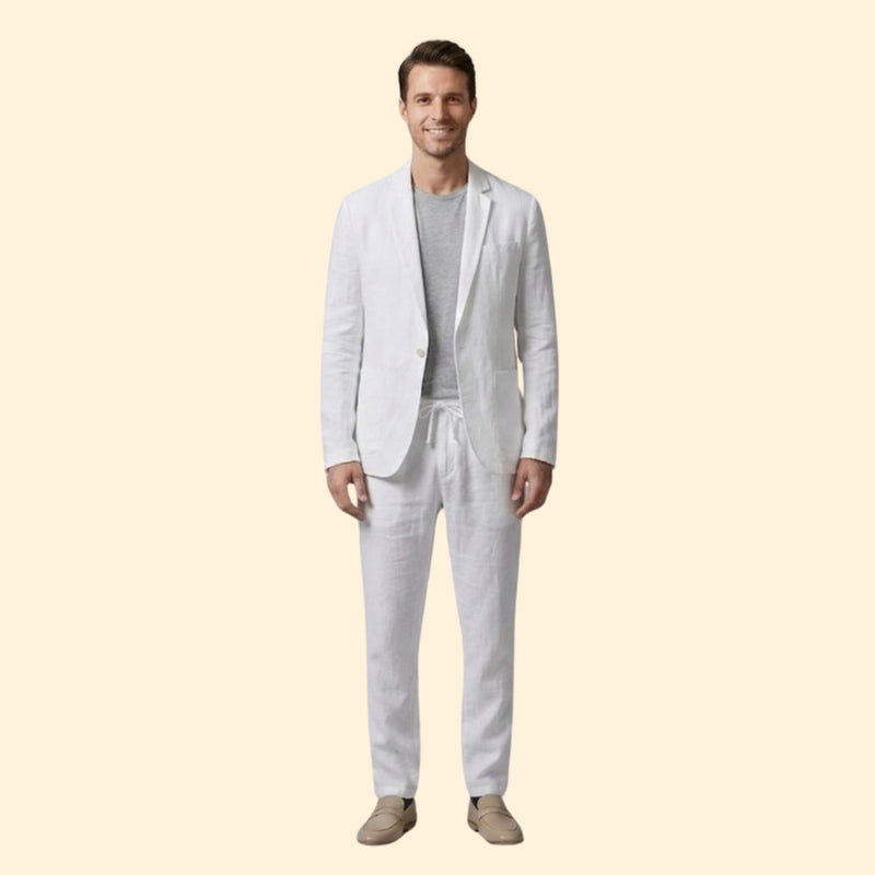 Men’s Slim Fit Suit Set with Button Detailing