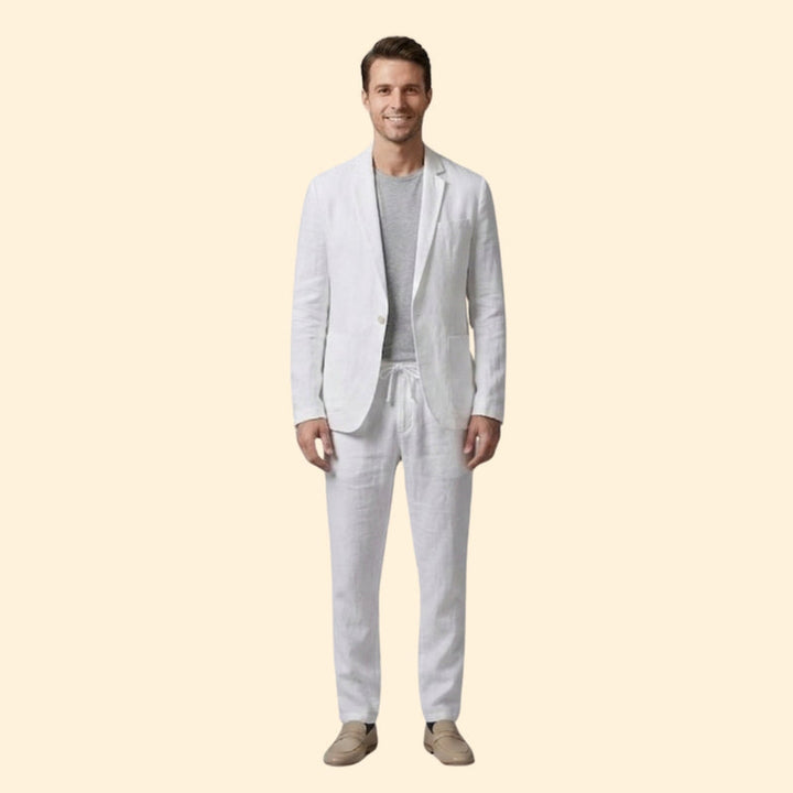 Men’s Slim Fit Suit Set with Button Detailing