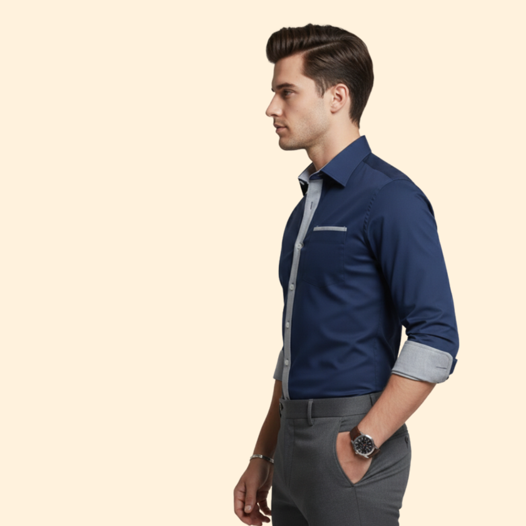 Men’s Button Down Shirt with Contrast Collar