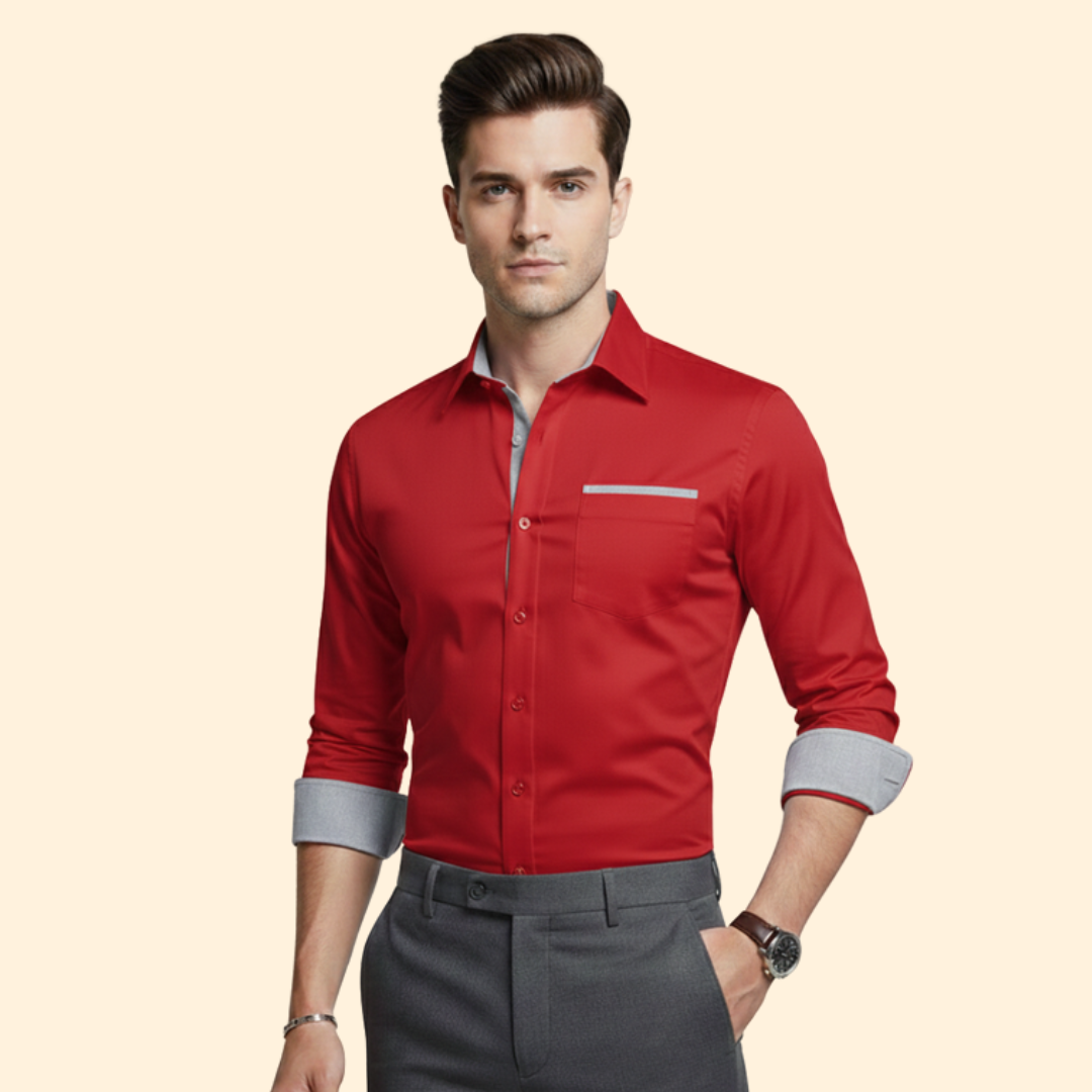 Men’s Button Down Shirt with Contrast Collar