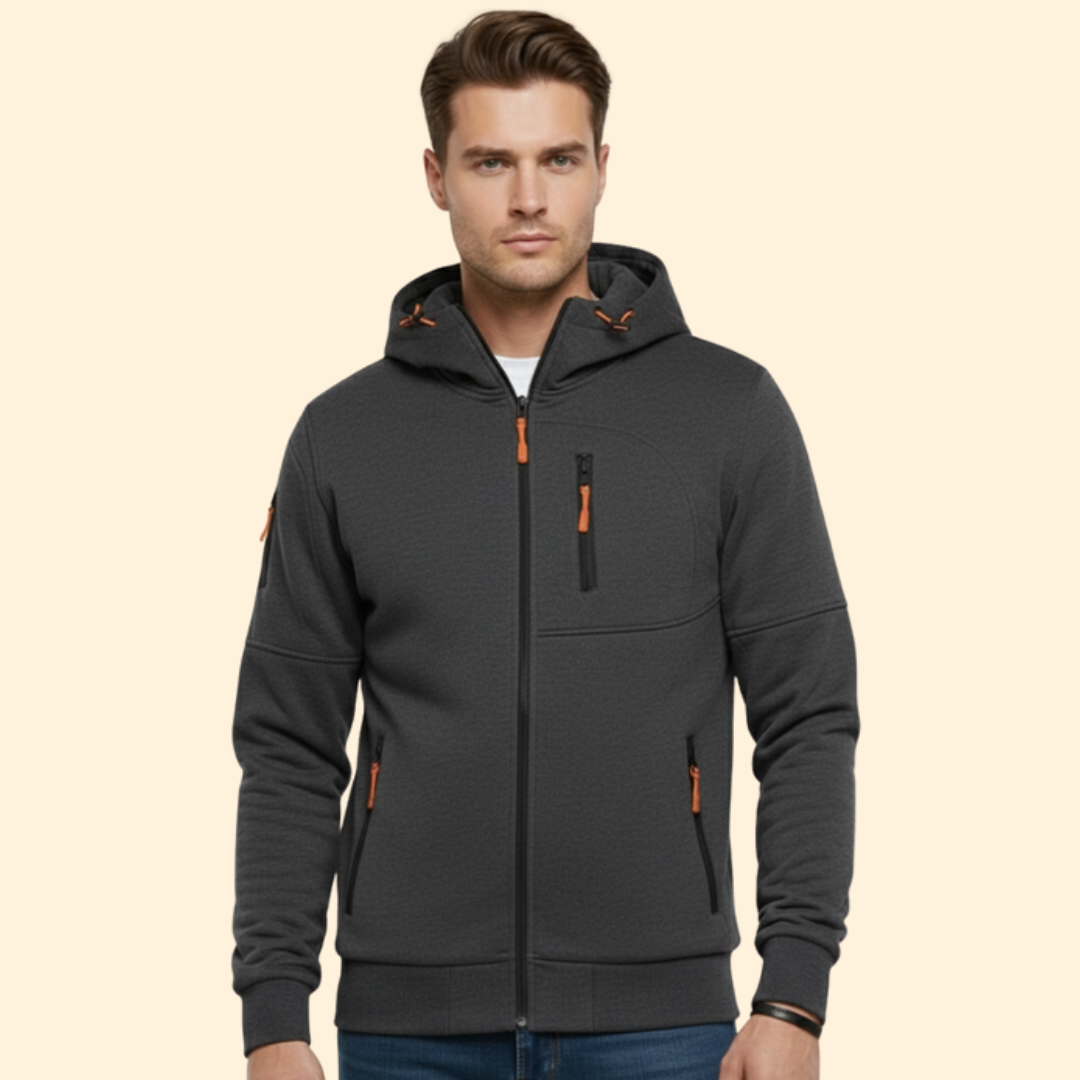 Men’s Hooded Jacket with Front Zipper