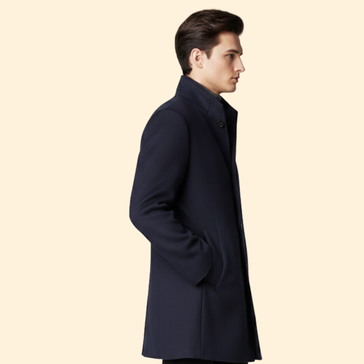 Men’s Long Coat with Button Front