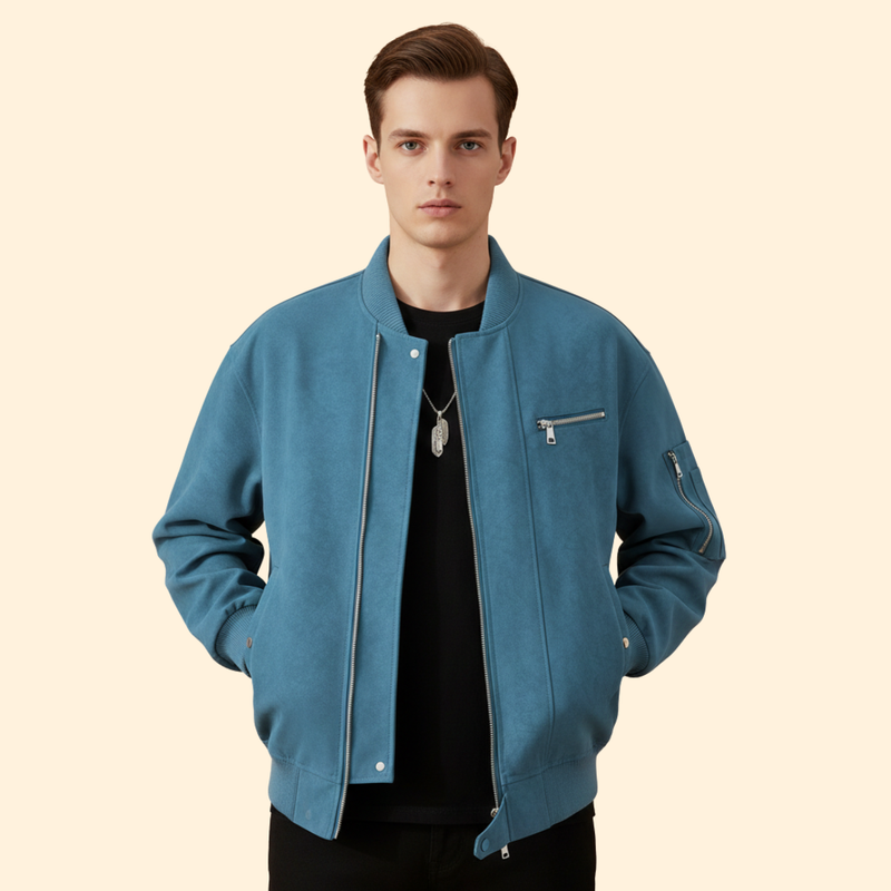 Men’s Vintage Bomber Jacket with Stylish Details