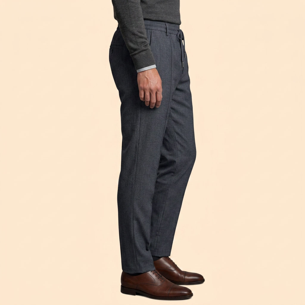 Men’s Slim Fit Trousers with Flat Front