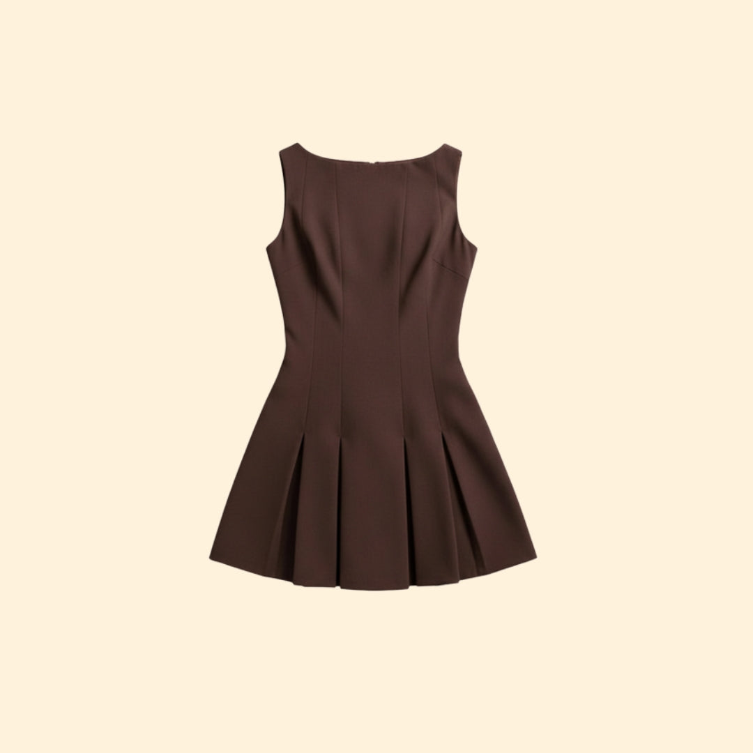 Women’s Backless Mini Dress Pleated Skirt