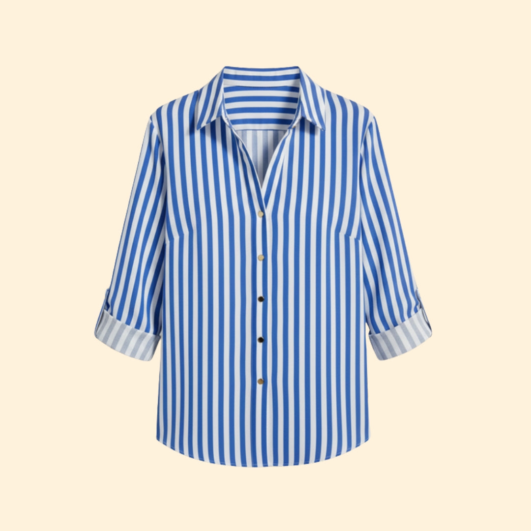 Women's Button-Down Blouse with Vertical Stripes
