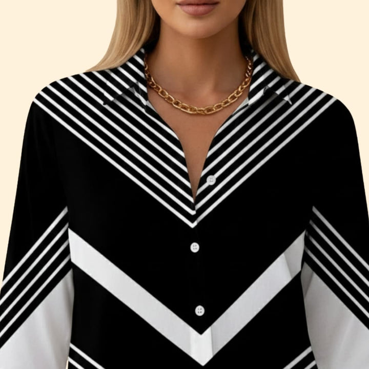 Women’s Button-up Blouse with Striped Pattern