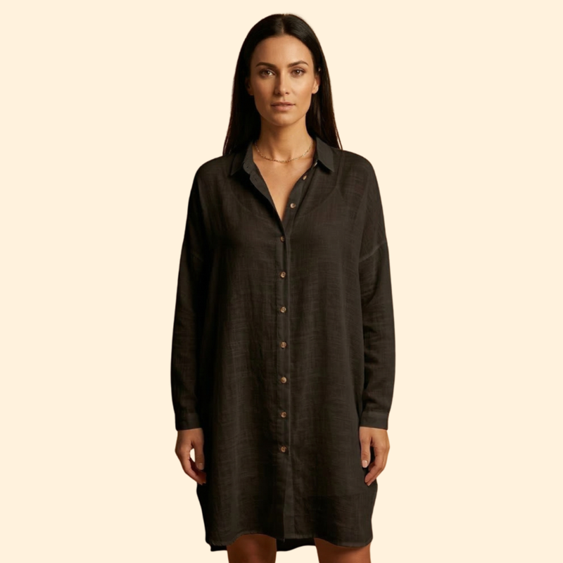 Women’s Button Down Cover Dress Up with Long Sleeves