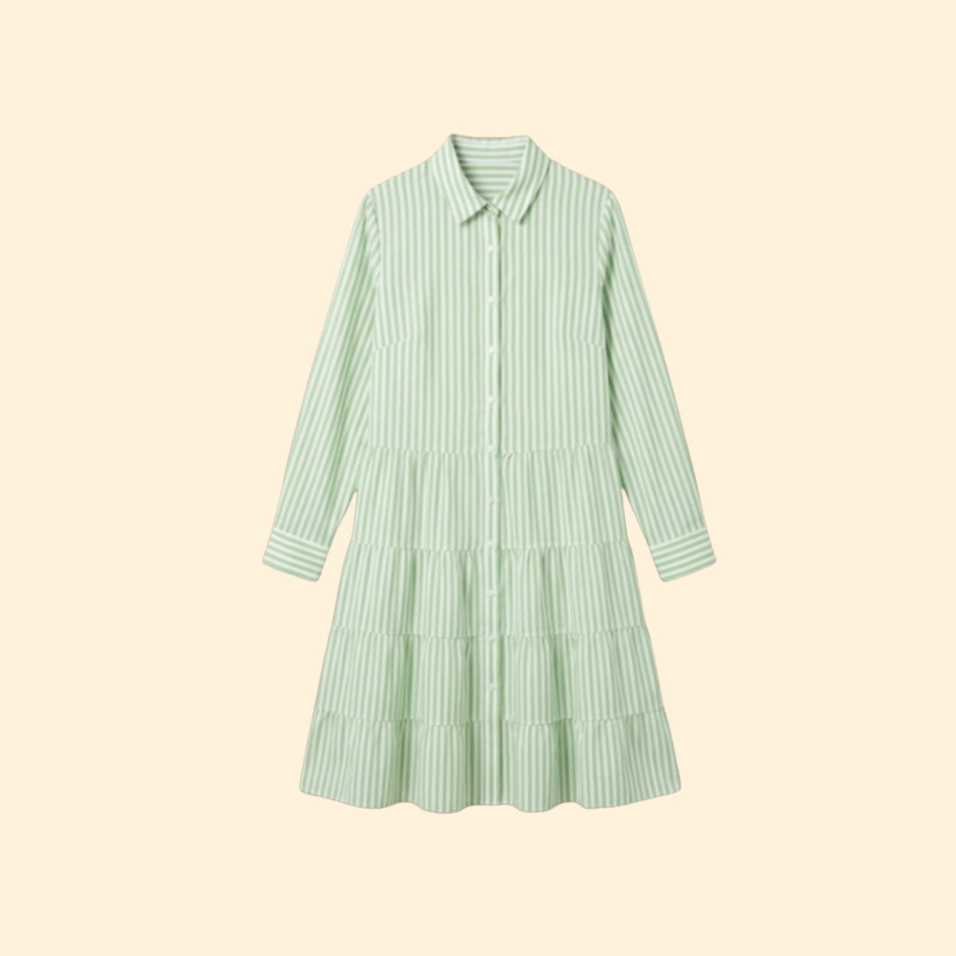Women’s Button Front Dress with Pointed Collar