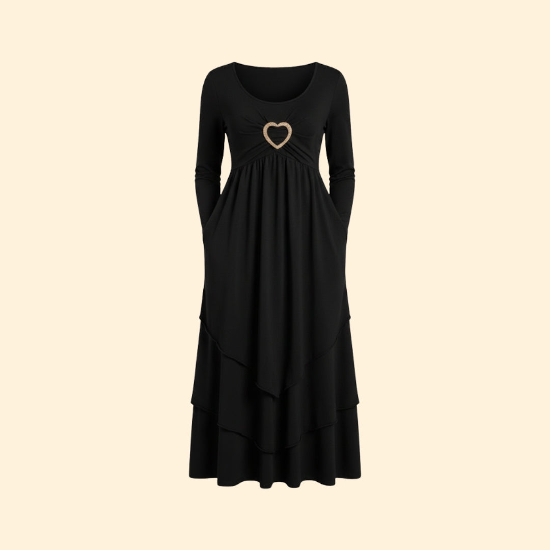Women’s Casual Dress with Heart Shaped Accent