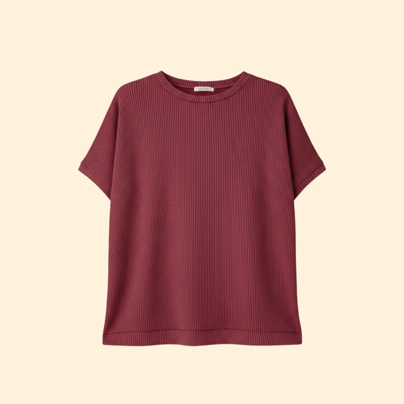 Women’s Casual Oversized Top with Ribbed Detail