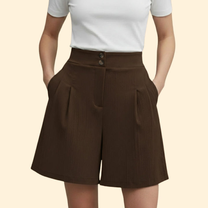 Women’s Casual Shorts with Decorative Button Placket