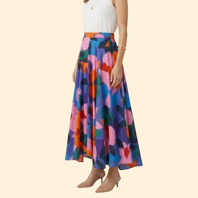 Women’s Floral Maxi Skirt with High Waist