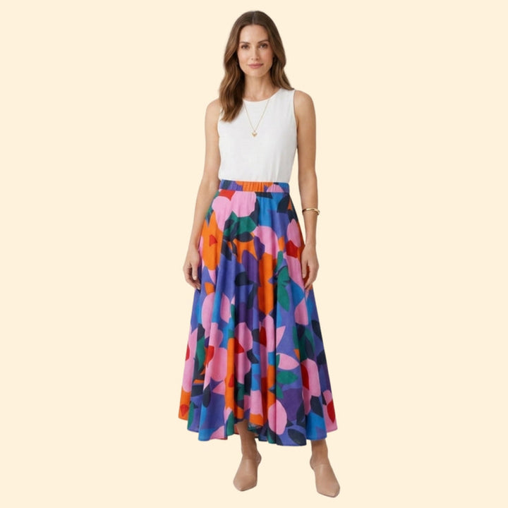 Women’s Floral Maxi Skirt with High Waist