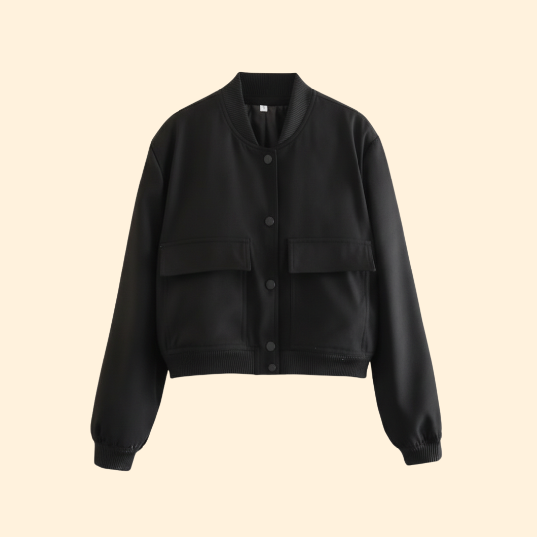 Women’s Bomber Jacket with Button Closure