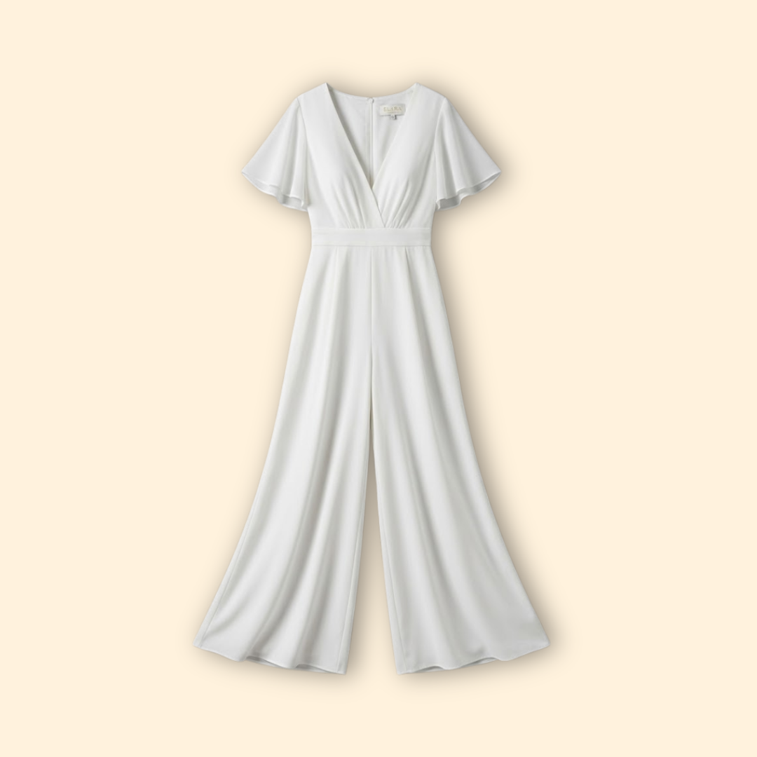 Women's Elegant V-Neck Jumpsuit with Wide Legs