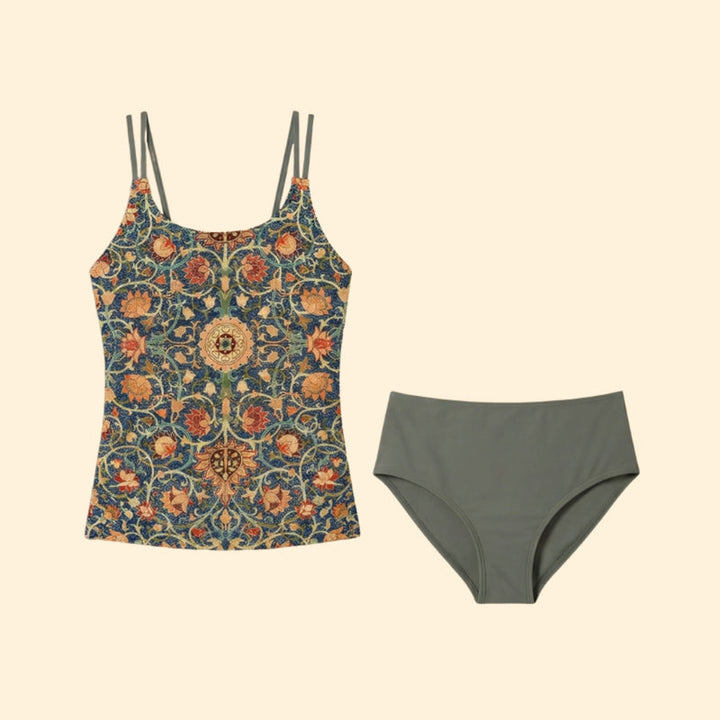Women’s Floral Print Bikini Set with Adjustable Straps