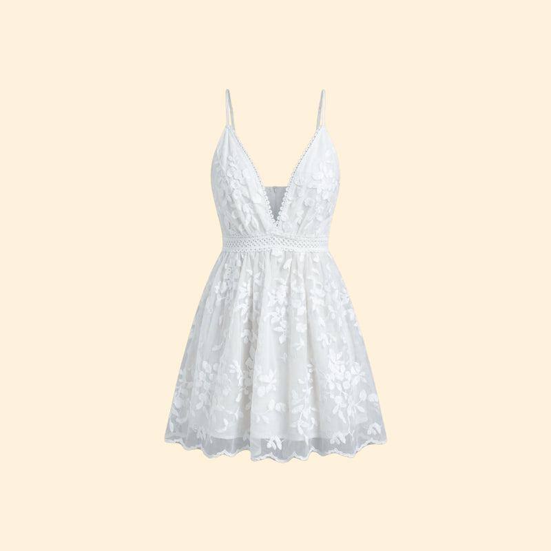 Women’s Lace Mini Dress with Deep V Neck