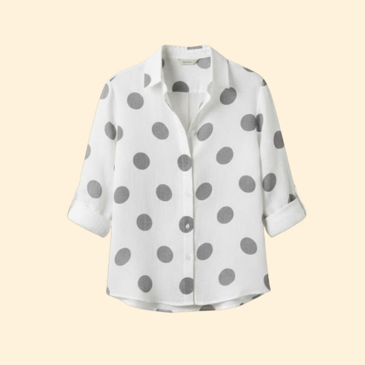 Women's Long-Sleeve Vintage Blouse with Button Detail