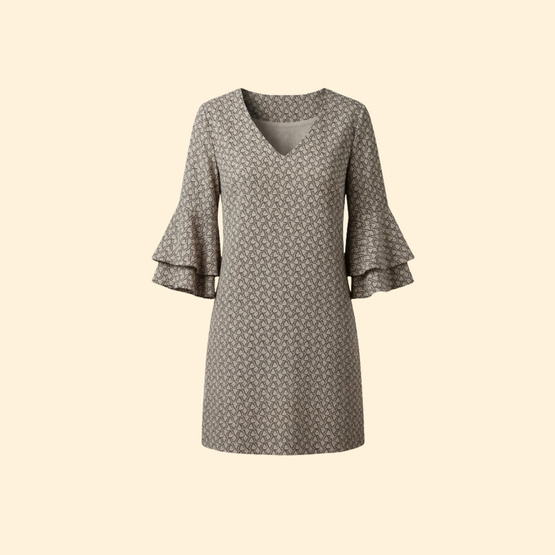 Women’s Long Sleeve Mini Dress with Printed Pattern
