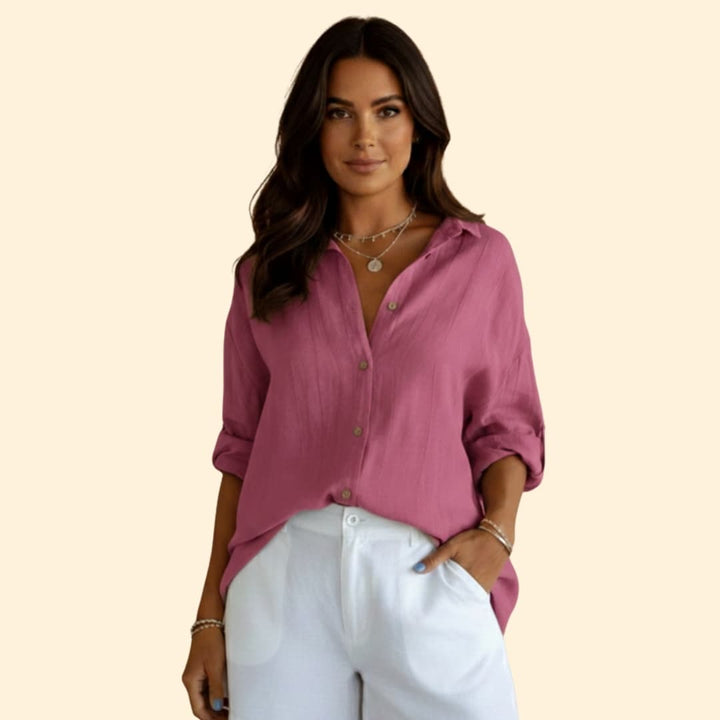 Women’s Loose Blouse with Button Closure