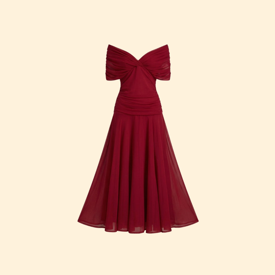 Women’s Maxi Dress with Ruched V-Neckline