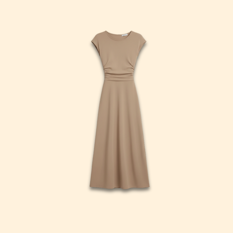 Women’s Midi Dress with High Waistband