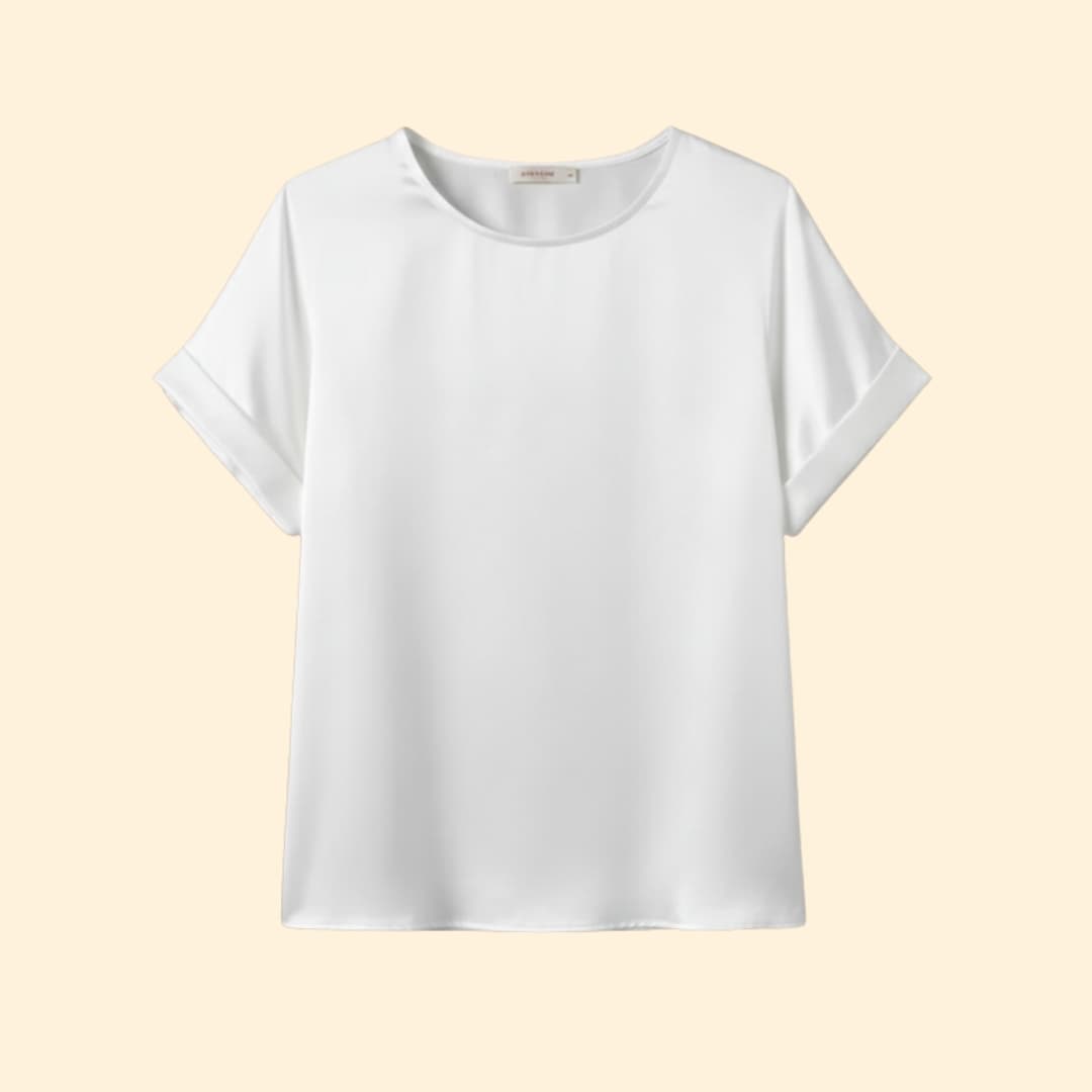 Women’s Satin Top with Rolled Sleeve Detail
