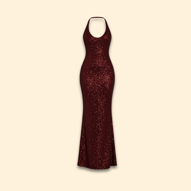 Women's Sequin Dress with Deep V-Neck