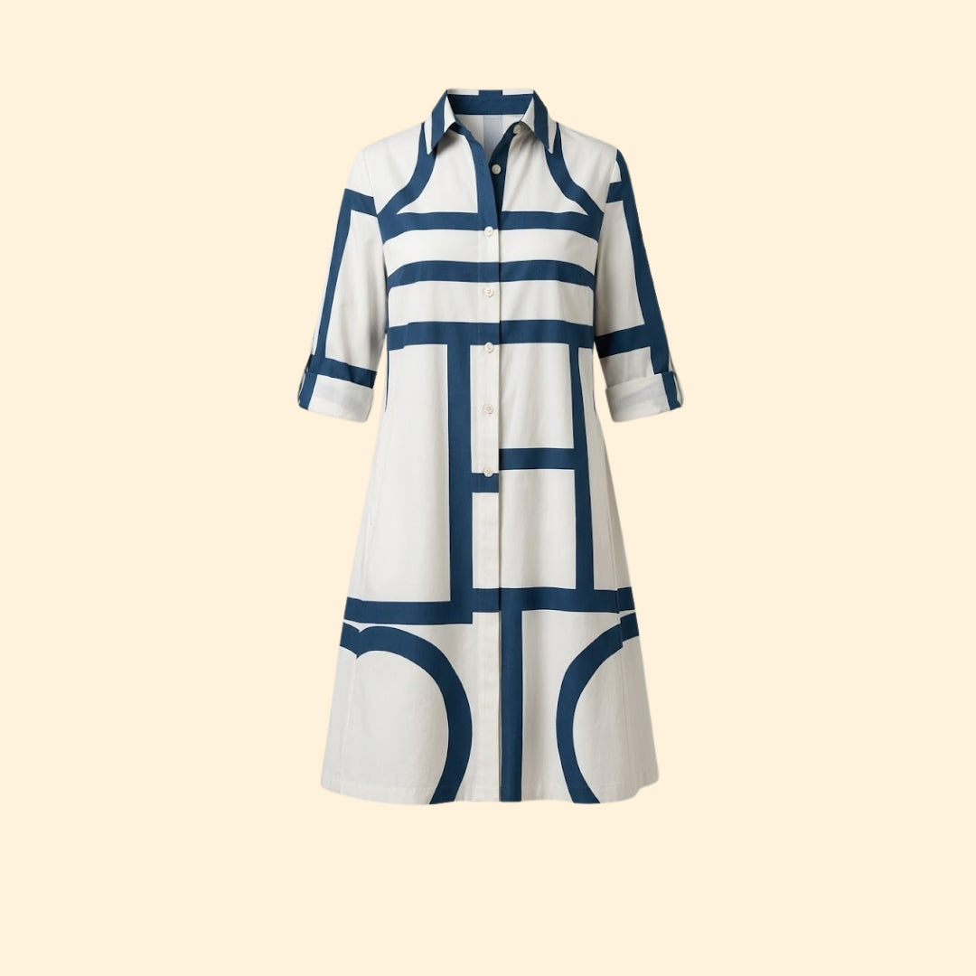 Women's Shirt Dress with Geometric Pattern