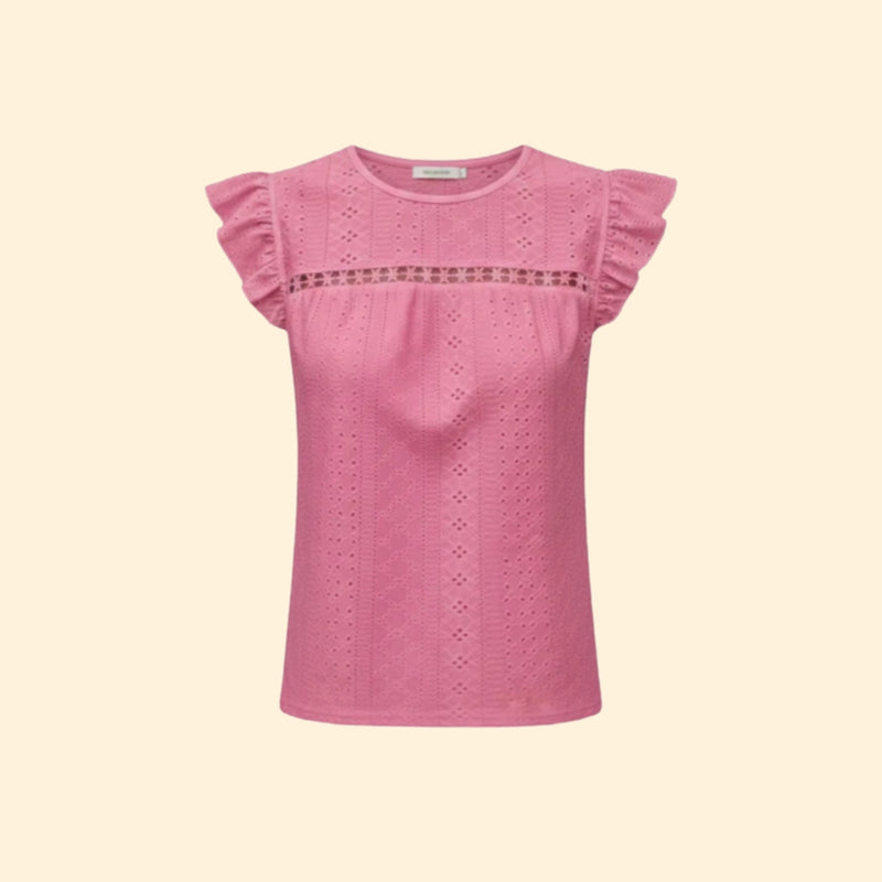 Women’s Short Sleeve Top with Eyelet Detail