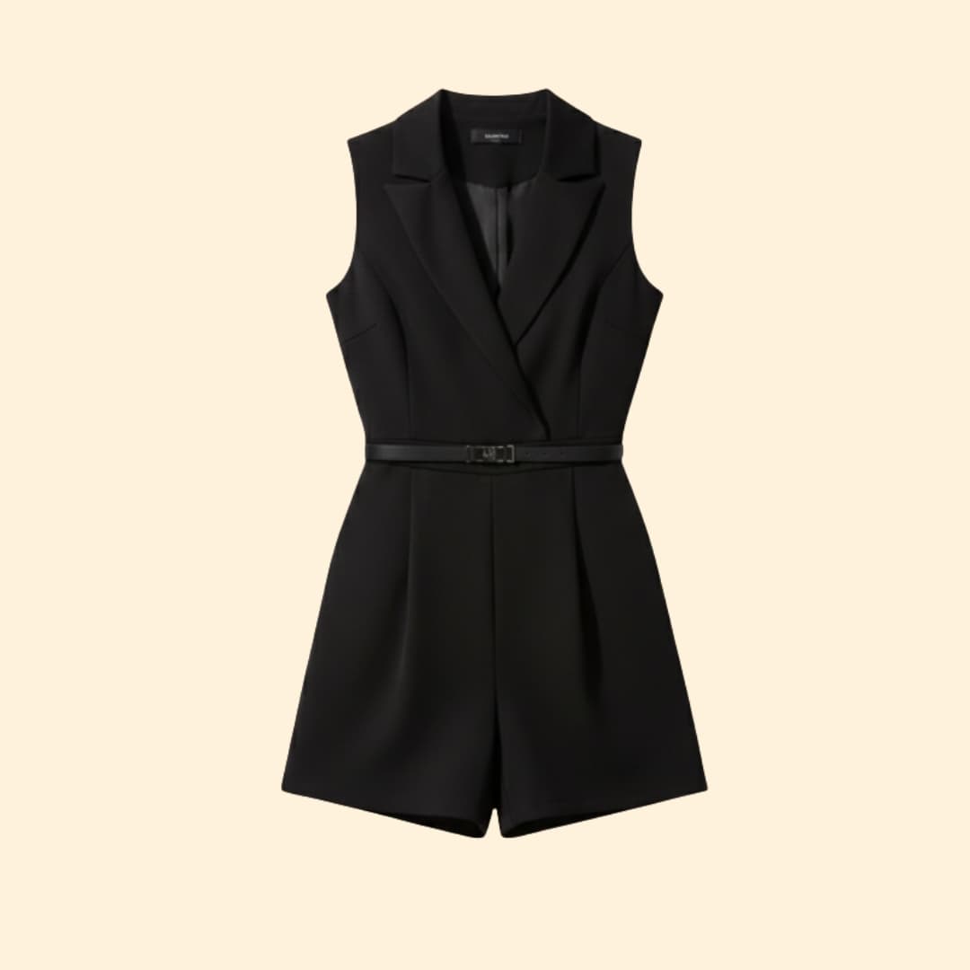 Women's Sleeveless Jumpsuit with Belted Waist