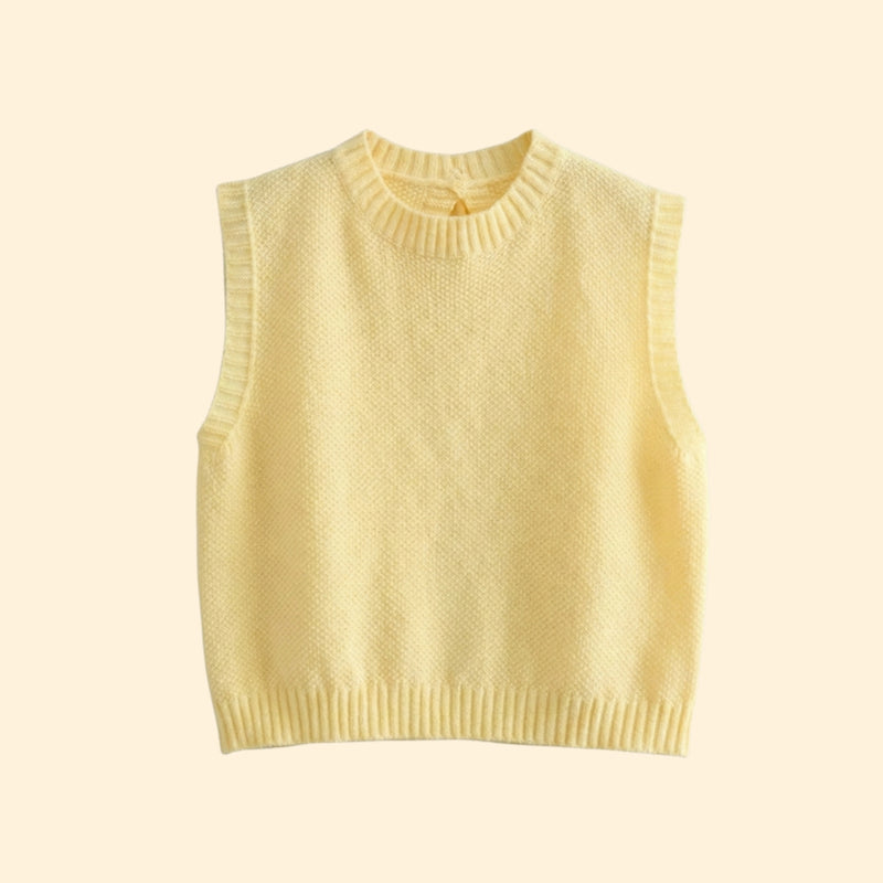 Women's Sleeveless Top with Ribbed Knit Design