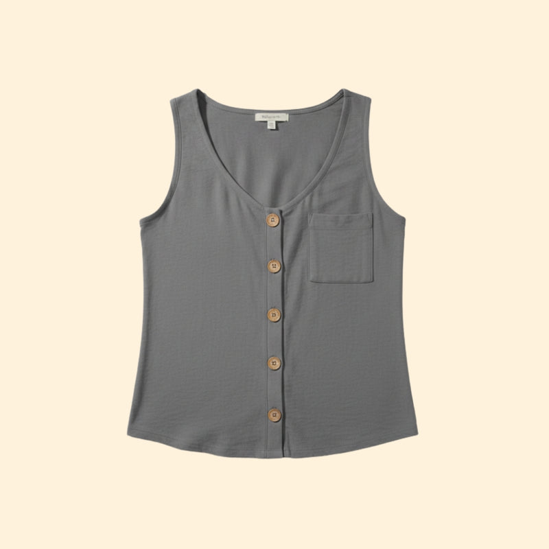 Women’s Tank Top with V-Neck and Buttons