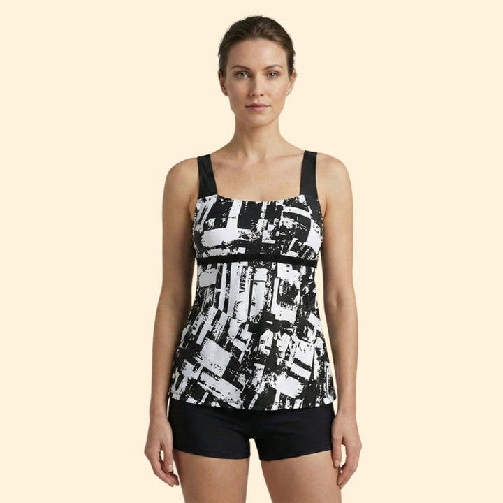 Women’s Two-Piece Tankini with Multicolor Stripes