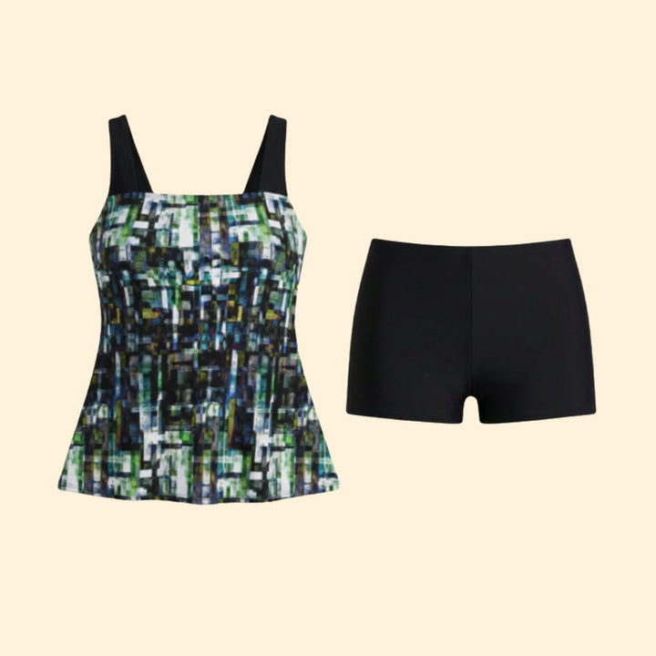 Women’s Two-Piece Tankini with Multicolor Stripes