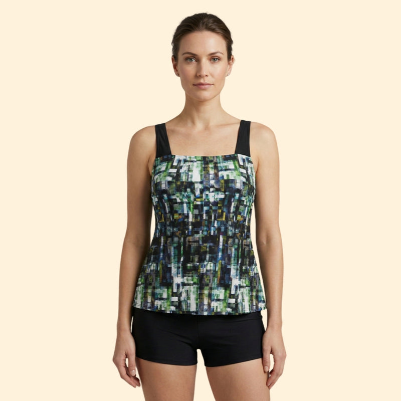 Women’s Two-Piece Tankini with Multicolor Stripes