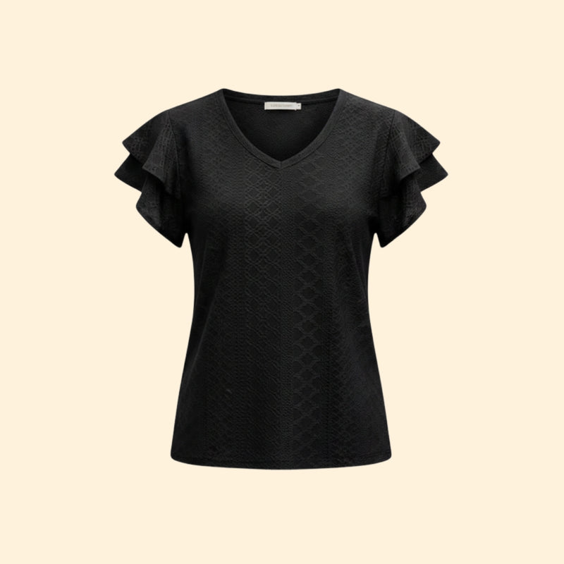 Women’s V-Neck Top with Ruffle Sleeves