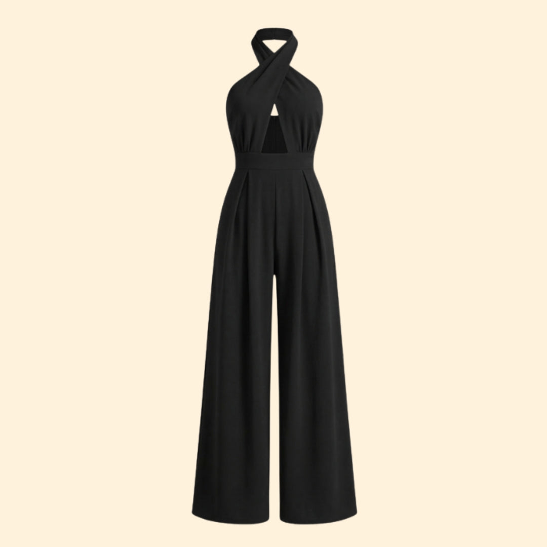 Women’s V Neck Jumpsuit Wide Leg Fit