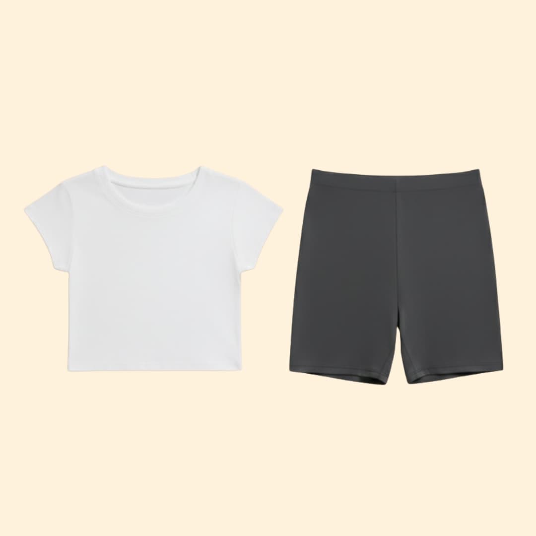 Women’s White Crop Top with Stretchy Shorts