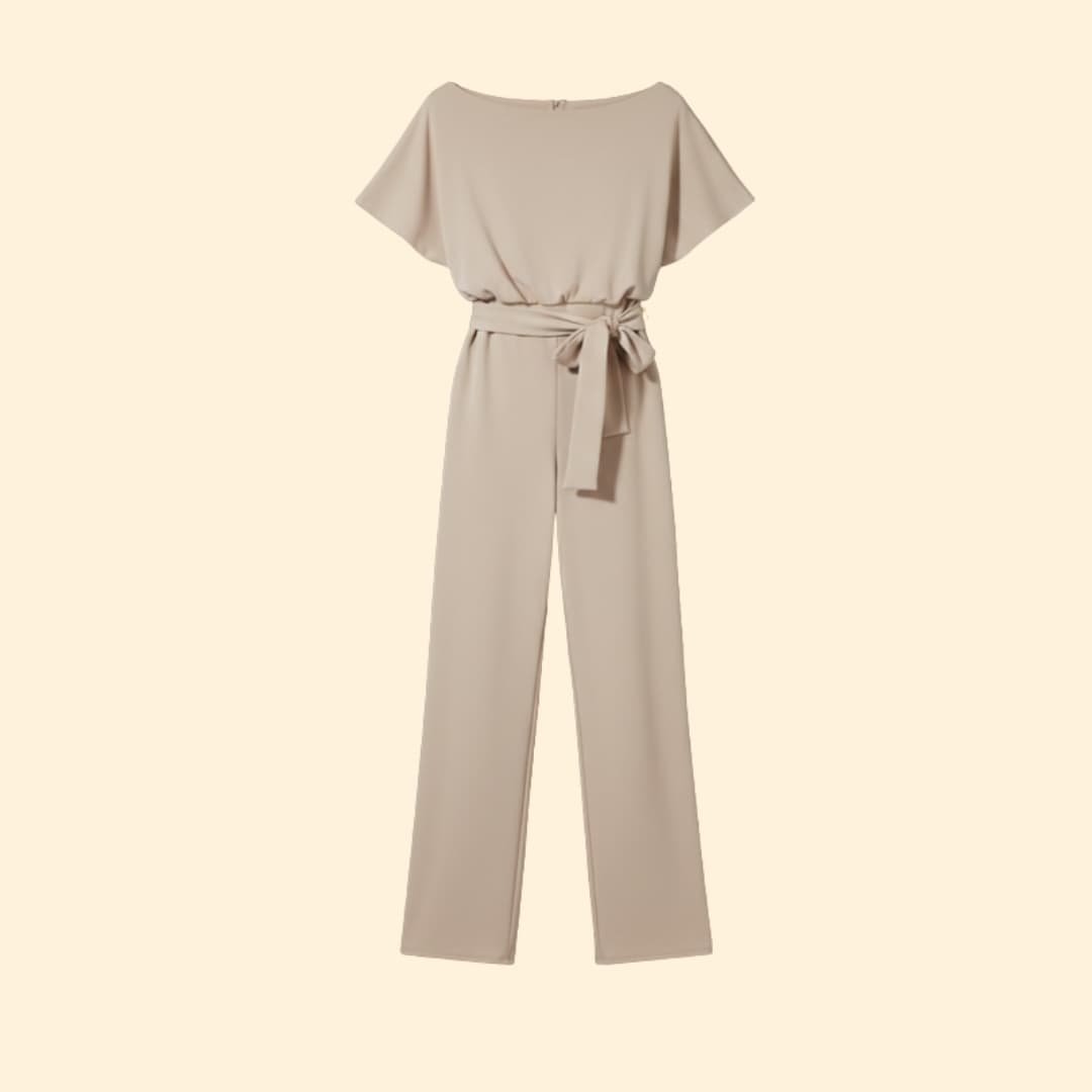 Women's Wide-Leg Jumpsuit Tie Belt