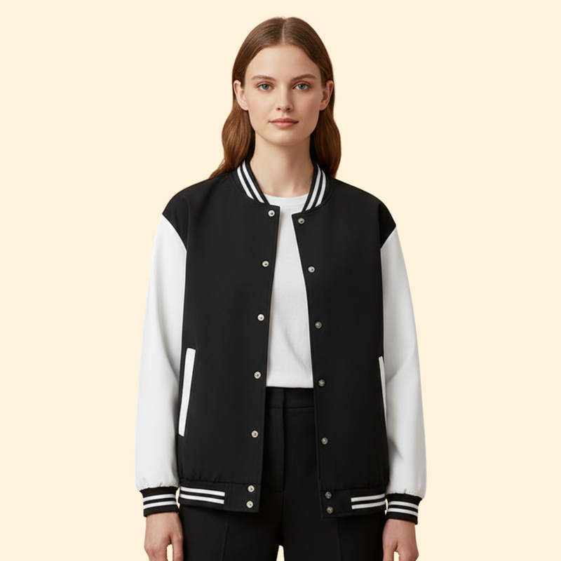 Women's Bomber Jacket with Contrast Sleeves