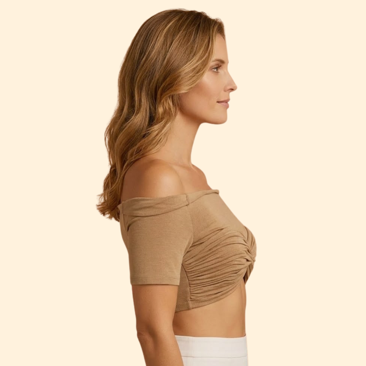 Women’s Crop Top with Ruffled Off-Shoulder Neckline