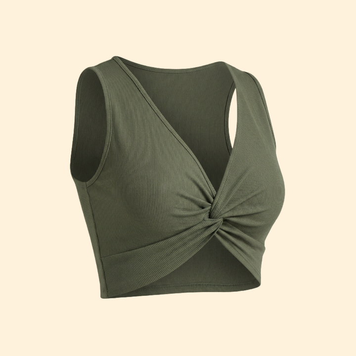 Women’s Crop Top with V-neck and Twist Design